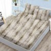 Set husa pat finet 160x200 cm cu elastic model floral bej maro si 2 fete de perna
