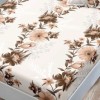Set husa finet Floral Bej-Maro 160x200 cu 2 fete de perna, fixare perfecta