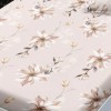 Set husa finet floral pastel bej - crem 160x200 cu 2 fete de perna, fixare perfecta