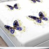 Set husa finet cu fluturi albastri 160x200 cu 2 fete de perna, fixare perfecta