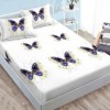 Set husa finet cu fluturi albastri 160x200 cu 2 fete de perna, fixare perfecta