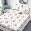 Set husa pat finet 160x200cm cu trandafiri de gradina roz pruna si visiniu, 2 fete de perna