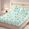 Set husa pat finet 160x200 cm cu elastic verde cu buline si 2 fete de perna asortate