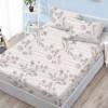 Set husa pat finet 160x200 cm cu elastic model floral gri si 2 fete de perna