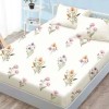 Set husa finet 160x200 cm cu elastic si 2 fete de perna, model Flori de camp pe fundal crem