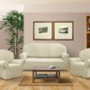 Set huse multielastice jacquard canapea 3 locuri + 2 fotolii, bej/gri (10044-1447)