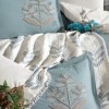 set lenjerie pat cu cuvertura muselina Clasy Home Loreva V2 verde menta si crem