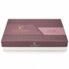 Set lenjerie Bavori Gri First Choice cu patratele gri si patura gri cu carouri crem si franjuri