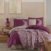 Set lenjerie pat cu patura eleganta 7 piese clasy home liora v1 mov crem broderie ranforce