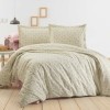 Lenjerie pat dublu Crem cu flori din bumbac 100% ranforce, 4 piese, model floral roz pe fundal crem