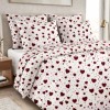 Lenjerie de pat dubla bumbac 100% cu inimioare bordo design elegant 4 piese, Fabricata in Romania