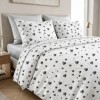 Lenjerie de pat dubla bumbac 100% ranforce cu inimioare gri design minimalist 4 piese, Fabricata in Romania