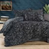 Lenjerie pat dublu Leopard din bumbac 100% ranforce, 4 piese, model animal print negru gri si alb