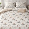 Lenjerie de pat dubla bumbac 100% ranforce cu masinute si animute design jucaus 4 piese, Fabricata in Romania