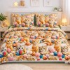 Lenjerie de pat dubla bumbac 100% ranforce cu pisicute jucause si ghemotoace colorate 4 piese, Fabricata in Romania