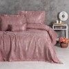 Set lux cuvertura jacquard 250x260cm+2 fete perna, Dalya Dusty Rose