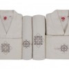 Set matrimonial 100% bumbac, 2 halate baie +4 prosoape  - Crem