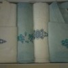 Set matrimonial 2 halate baie +4 prosoape, Mint/Crem decolorat partial