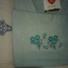 Set matrimonial 2 halate baie +4 prosoape, Mint/Crem decolorat partial