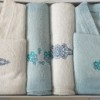 Set matrimonial 2 halate baie +4 prosoape, Mint/Crem decolorat partial