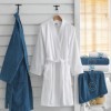 Set matrimonial 100% bumbac, 2 halate baie +4 prosoape - Blue, White