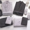 Set matrimonial bambus si bumbac, Cotton Box, Antracit/Gri