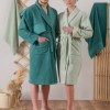 Set matrimonial bumbac jacquard Cotton Box Camilla Green, cuvertură și lenjerie pentru pat dublu