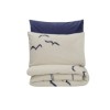 Set pat 4 anotimpuri bumbac 100% ranforce pentru o persoană, Cotton Box Larum, cu imprimeu pescăruși bleumarin pe fond alb-crem și cearceaf bleumarin