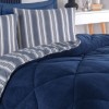 Set dormit pilota iarna pat dublu cu față catifelată Soft Line Albastru
