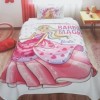 Set pique Disney Barbie Magic, imprimeu roz mov alb cu Barbie în rochie de bal, 3 piese, bumbac.
