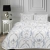 Set pique Lenjerie si Cuvertura bumbac 100%, 4 piese, TAC, Altessa Mavi