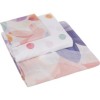 Set Pique lenjerie si cuvertura bumbac 100% 4 piese TAC Magnolia, imprimeu floral roz mov portocaliu pe fundal deschis