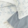 set lenjerie pat dublu cu pled TAC Roselin Albastru 5 piese