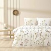 set pique TAC Veliora Roz bumbac 100 cu imprimeu flori de camp pastel pe fond alb