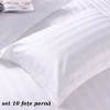 Set 10 fete de perna damasc hotelier alb dungi 3 cm 50x70 cm 300TC
