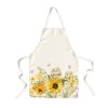 Sort de bucătărie Mochi din bumbac 100% cu iepurași jucăuși, flori de floarea-soarelui și fluturi roz, ideal pentru gătitul festiv de Paște.
