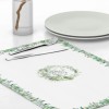 Set 4 suporturi farfurie din bumbac 100% pentru Paște, model cu iepurași și frunziș verde, protecție elegantă pentru masa festivă.