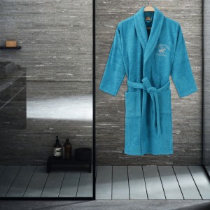 Beverly Hills Polo Club, Halat de baie unisex bumbac, marime XS/S, Turcoaz