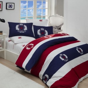 Beverly Hills Polo Club- Lenjerie pat 1 persoana bumbac 100% ranforce, cod 002 - Red
