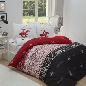 Beverly Hills Polo Club- Lenjerie pat 1 persoana bumbac 100% ranforce, cod 004 - Red