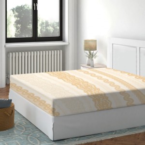 Cearceaf de pat cu elastic bumbac 100%,140x200cm, Dantel Crem