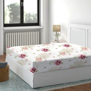 Cearceaf de pat cu elastic bumbac 100%,140x200cm, Floral Roz