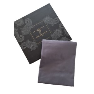 Cearceaf pat bumbac satinat 240x260cm, Nazenin Home, Line Antracit