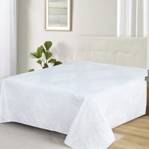 Cearceaf pat plat din bumbac cu model baroc, 180x260cm, Lorena