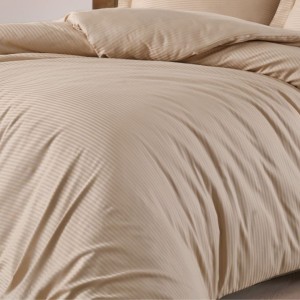 Cearceaf pilota bumbac satinat 200x220cm, Nazenin Home, Line Bej