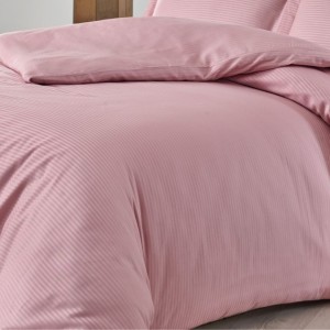 Cearceaf pilota bumbac satinat 200x220cm, Nazenin Home, Line Roz Pudra