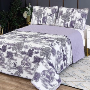 Cuvertură de pat Elegance CVI10 cu design floral monocrom pentru un dormitor sofisticat și confortabil