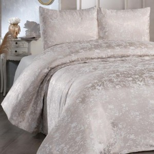 Cuvertura pat cappuccino jacquard chenille Slayka 230x240 cm cu fete de perna