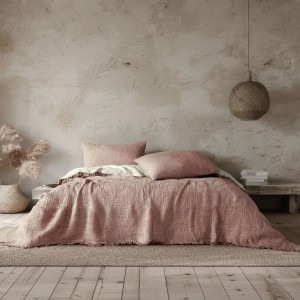 Cuvertura muselina premium Oasis Roz Somon 230x240 cm, Club Cotton