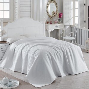 Cuvertura subtire bumbac 100%, 200x240cm, Eponj Home, White(Alb)